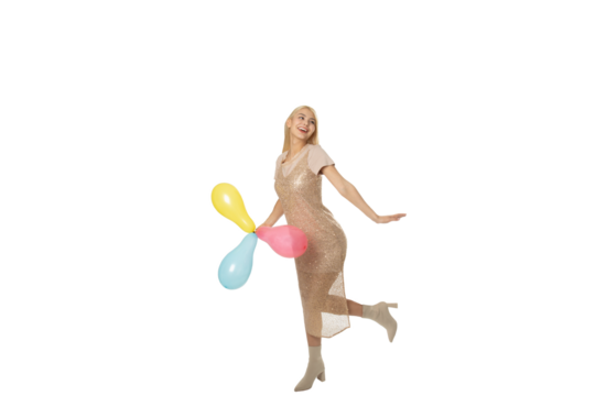 Girl Dancing with Balloons