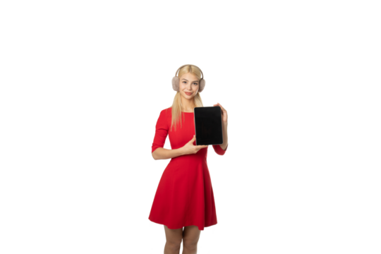 Girl Holding Tablet - Powered by Adobe