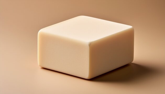 minimalist image of a block of cream colored substance on a neutral background suitable for various design contexts