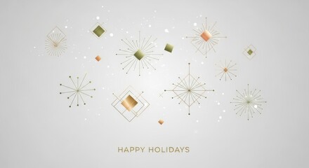 Happy holidays geometric snowflakes gold bronze design