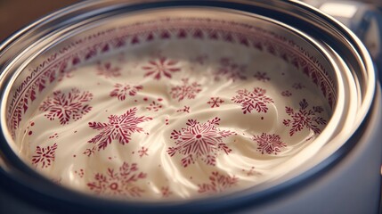 A festive yogurt maker with a Christmas pattern,