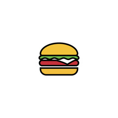 Minimal burger icon in clean vector format for fast food branding