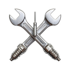 Crossed Wrenches and Dart on white background