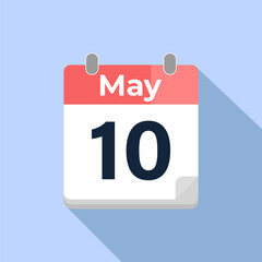 May 10 Vector Calendar
Modern flat color vector calendar with date