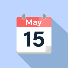 May 15 Vector Calendar
Modern flat color vector calendar with date
