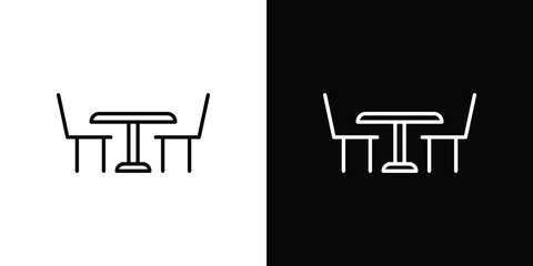 Dinner table icon line drawing clipart symbol. Vector illustration