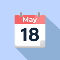 May 18 Vector Calendar
Modern flat color vector calendar with date