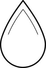 Simple line art water drop icon on white background isolated on transparent background