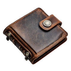 Distressed Leather Wallet on white background