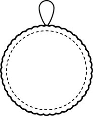 Outline of a blank circular tag with scalloped edge isolated on transparent background