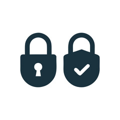Secure Lock Minimal Vector Icon Set Padlock Check