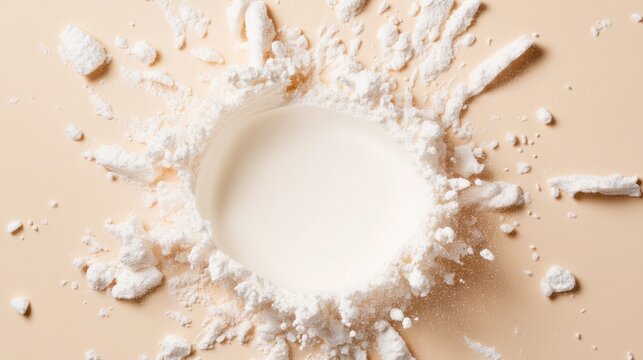 Powder Explosion White Dust Ring on Beige, Ingredients , Baking