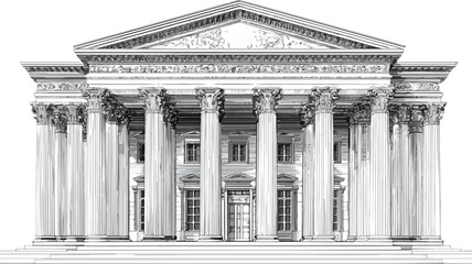Obraz premium Architectural Drawing of Building with Columns Vector Illustration