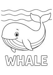 coloring book Whale – A whale swimming in the ocean.
