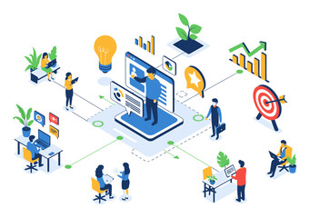 Isometric Skill Development Training Illustration - Modern 3D Vector Art