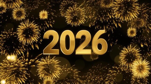 Video to wish a happy new year 2026 in gold represented at the beginning by a countdown then.