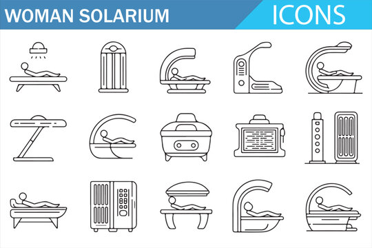 UV tanning and solarium devices outline symbols for spa center illustration