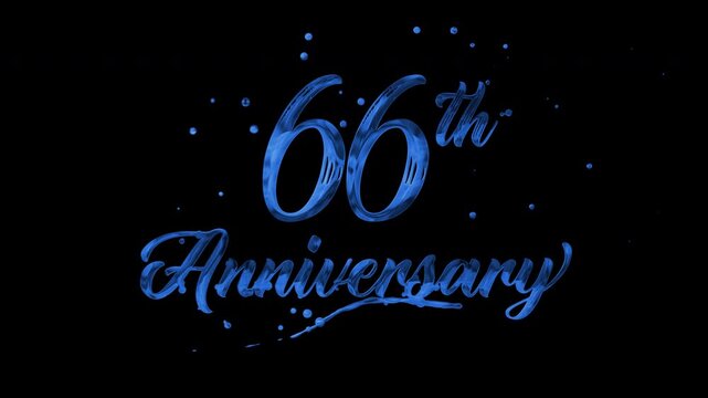 66th anniversary text animation in golden metallic effect. suitable for celebrating special occasions, invitations, anniversary cards and social media. Includes alpha channel for any background.