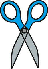 青い持ち手のシンプルな裁縫用断ち切りハサミのイラスト