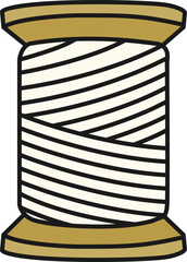 裁縫・手芸用の木製のボビンと生成り色の糸巻きイラスト