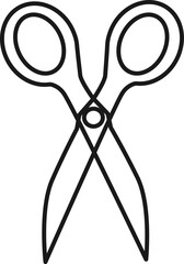 黒色の線画で描かれたシンプルな洋裁用の大きな裁ちばさみアイコン素材