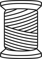 黒色の線画で描かれたシンプルな縦型の糸巻きアイコン素材