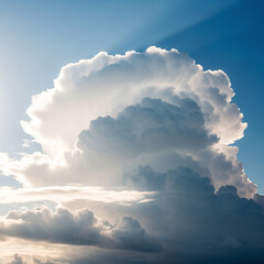 Sun Rays Shining Through a Large Cumulonimbus Cloud Formation