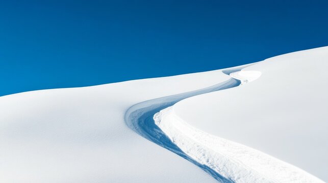 Snowy Ridge Aerial View of Ski Track on Mountain Against Clear Blue Sky ,Winter,Skiing - Powered by Adobe