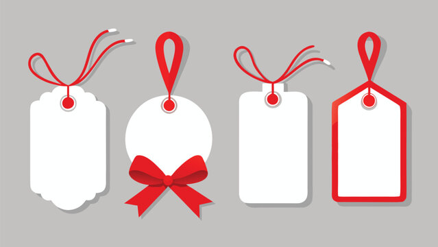 red ribbons on a gray backdrop, ideal for personalizing gifts or items..eps