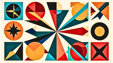Bold Geometric Design with Mixed Shapes in Modern Abstract Style
