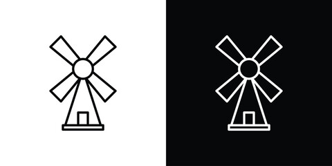 Mill icon line drawing clipart symbol. Vector illustration