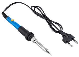 Compact soldering iron with stand.