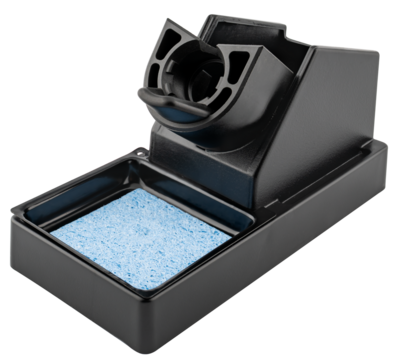 Soldering iron stand in plastic case
