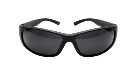 Black framed sunglasses on a black background for protection and style