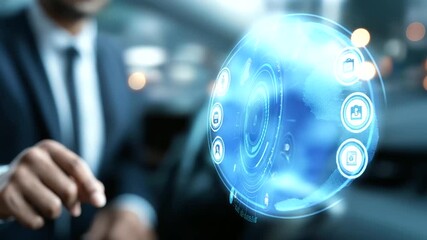 Faceless businessman using modern smart car interface with futuristic digital display 3D rendering visualization automotive technology connected vehicle intelligent - Powered by Adobe