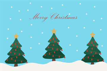 Snow Fall & Christmas Trees Greeting Cards