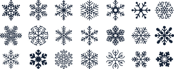 Collection of unique hand drawn snowflakes in vector format