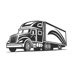 Classic american semi truck and trailer illustration