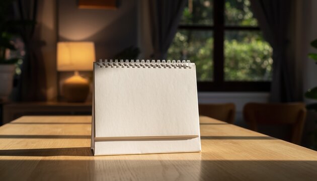 Blank Calendar on Wooden Table: A clean, open blank calendar sits poised on a wooden table, promising endless possibilities. The scene invites planning and reflection.