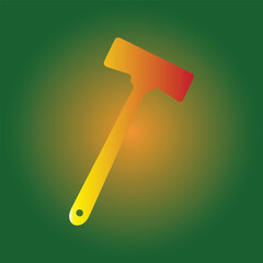 Orange gradient hammer on green background for construction and repair work