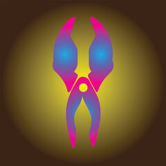 Abstract glowing design with blue and pink hues on a yellow background