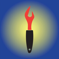 Red wrench with a black handle on a gradient background illustration