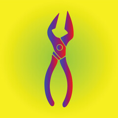 Colorful pliers on a yellow background, tool for gripping and cutting objects