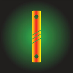 Illustration of an orange and yellow tube with green accents on dark background