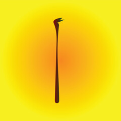 Silhouette of a crowbar on a yellow background with an orange center