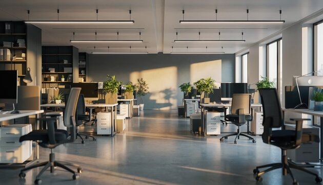Modern Workplace: A bright, spacious office, filled with natural light, offers a glimpse into a collaborative workspace, optimized for productivity and creative endeavors.