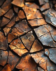 Cracked earth texture background brown and blue tones abstract geological formation surface design element