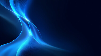 abstract blue background with a glowing light effect and wavy line. design element for technology, science, or digital communication concepts. Dark blue background. abstract wave banner template,  cop