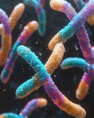 Colorful chromosomes dna structure genetic information biology science medical research illustration render design