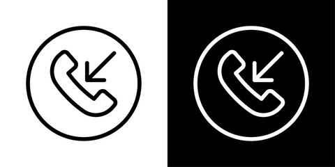 Phone icon with an inward arrow representing incoming calls, received communication, and active call notifications.